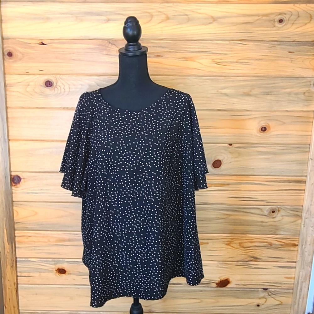 Bloomchic Ladies Black Polka Dot Blouse  Size 22